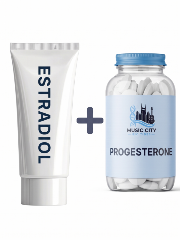 Estradiol cream + Progesterone caps